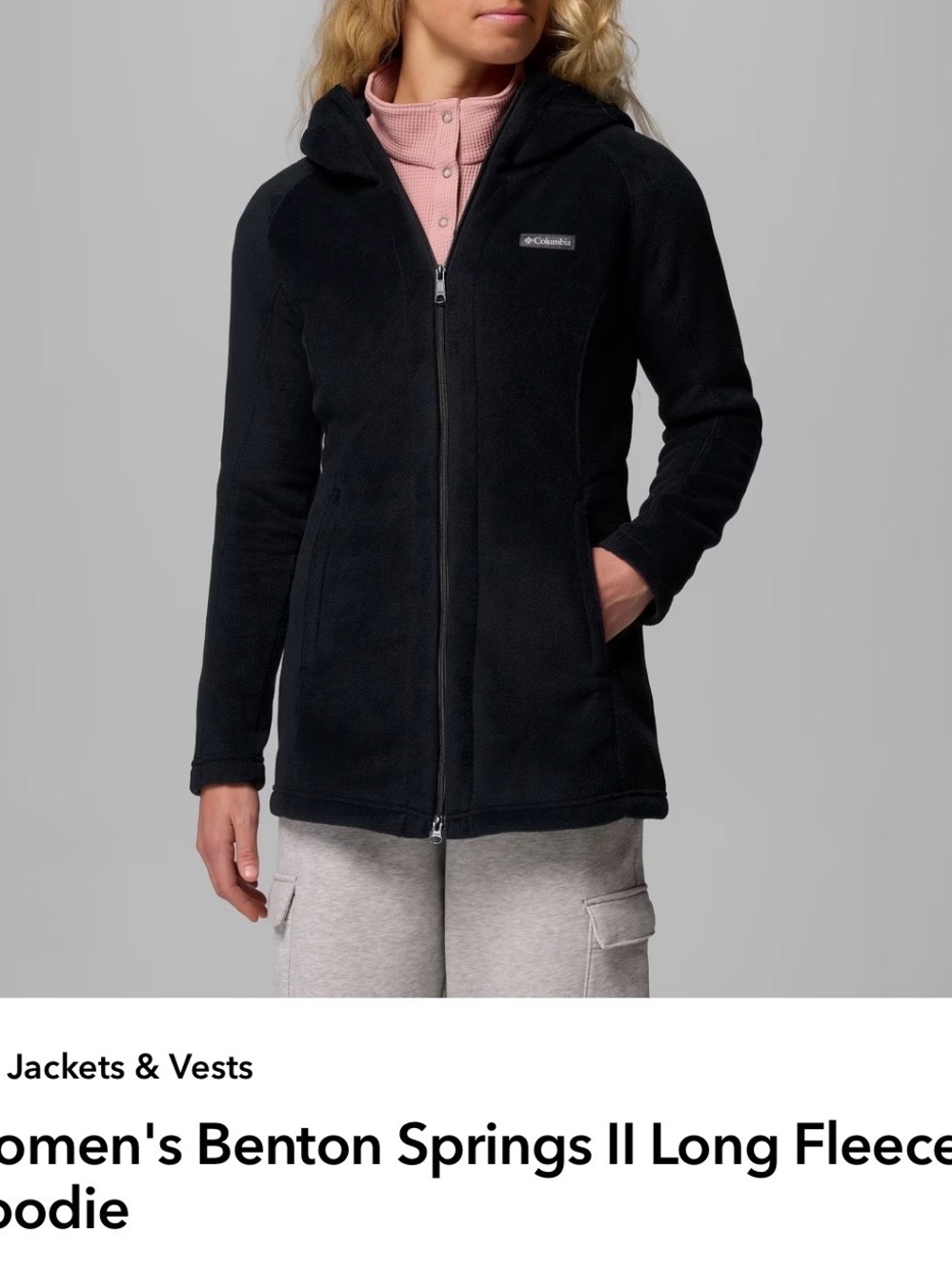Columbia Women's Benton Long Black Teddy Fleece Hooded Coat
